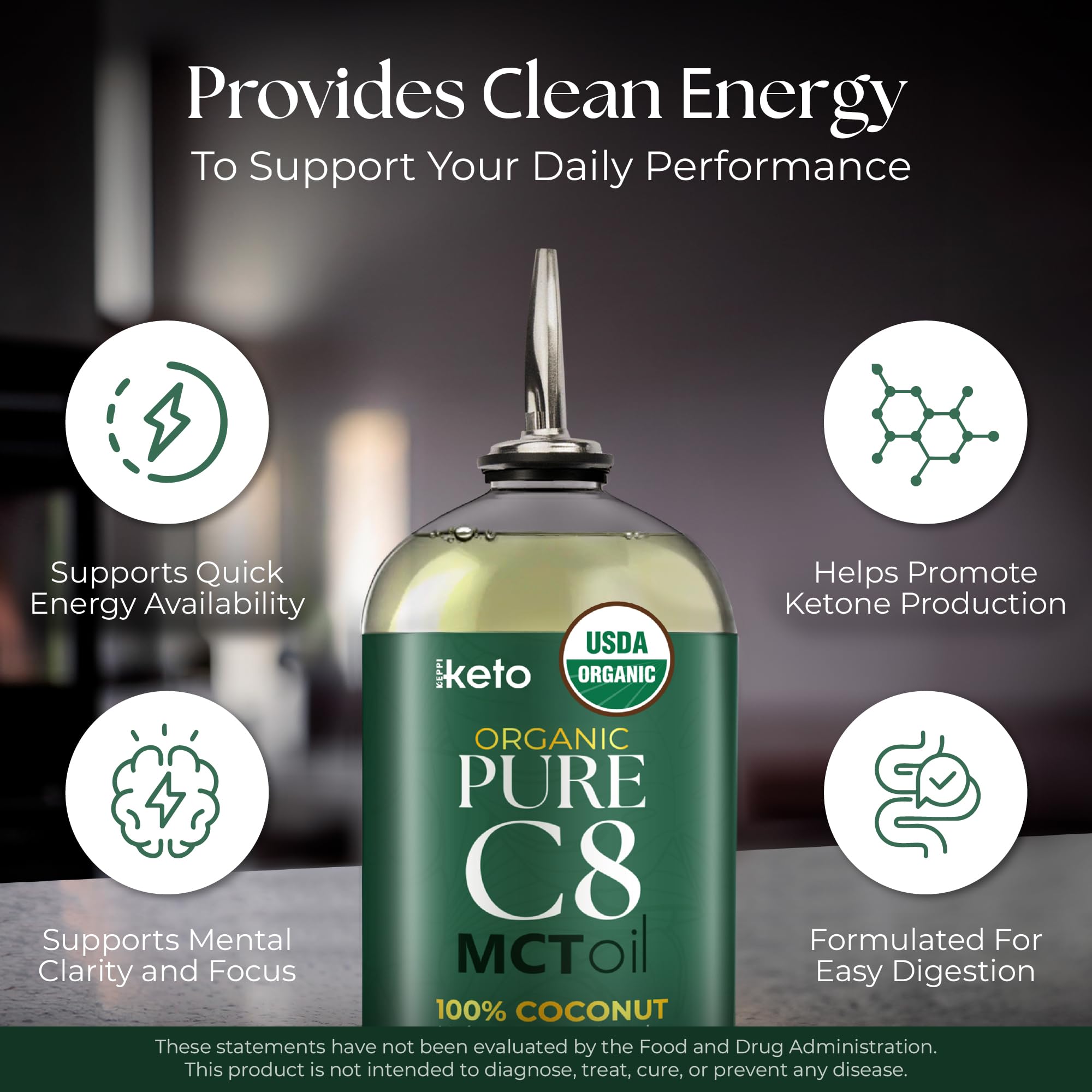 Keppi MCT Oil sealed cap highlights freshness and purity.