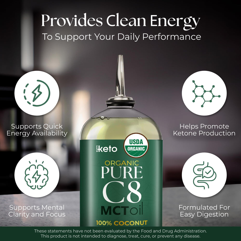 Keppi MCT Oil sealed cap highlights freshness and purity.