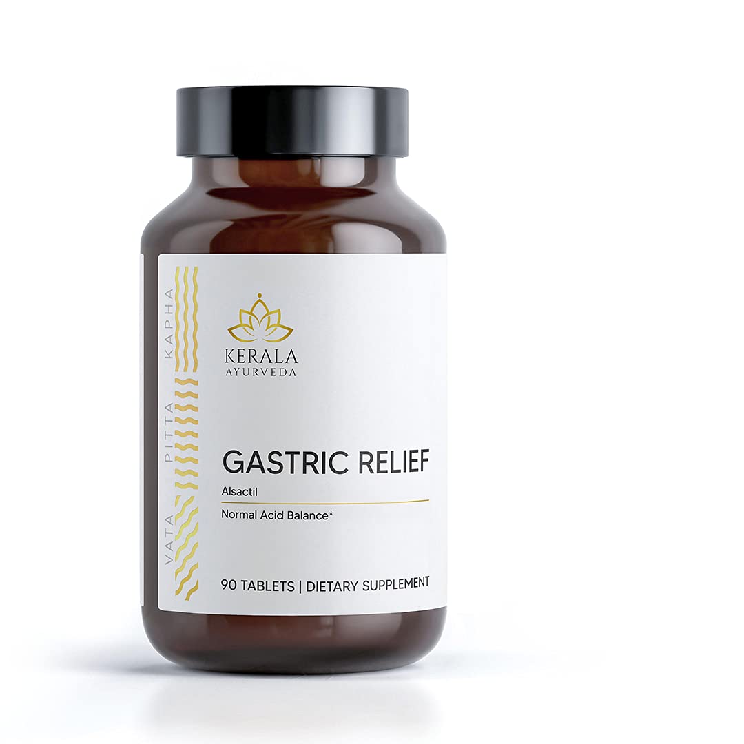Kerala Ayurveda Gastric Relief tablets bottle showing packaging for digestive support