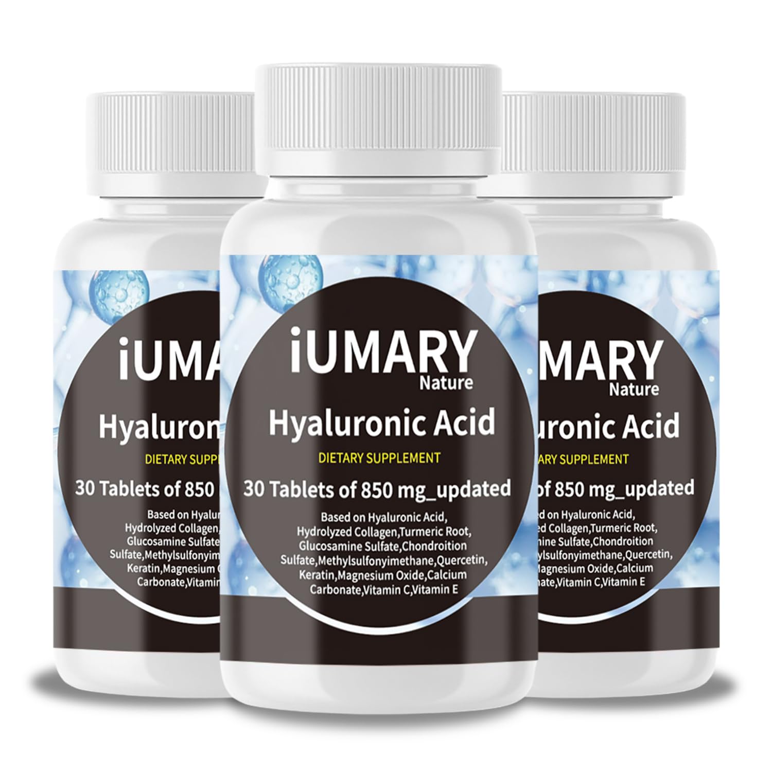 Keszciy Hyaluronic Acid bottle with easy-to-swallow capsules for joint and skin support.