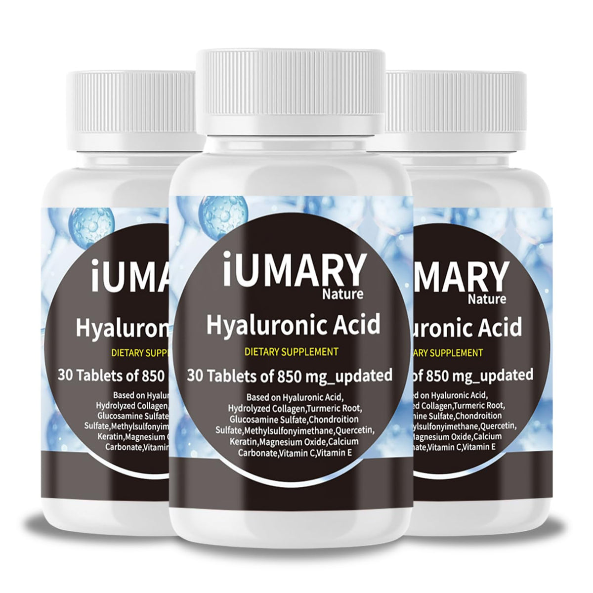 Keszciy Hyaluronic Acid bottle with easy-to-swallow capsules for joint and skin support.