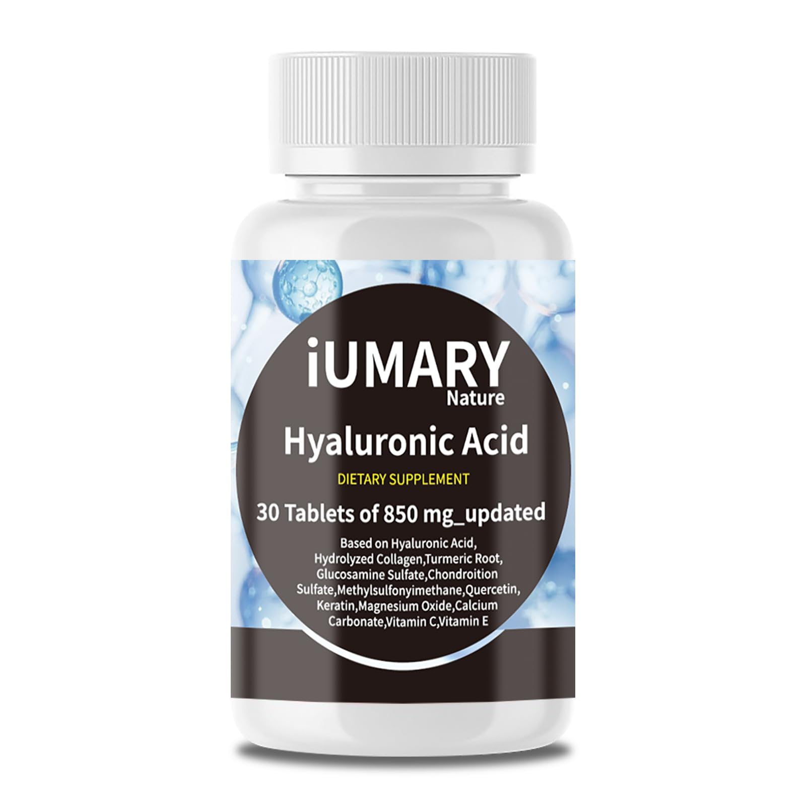 Keszciy hyaluronic acid bottle highlighting joint support and skin hydration