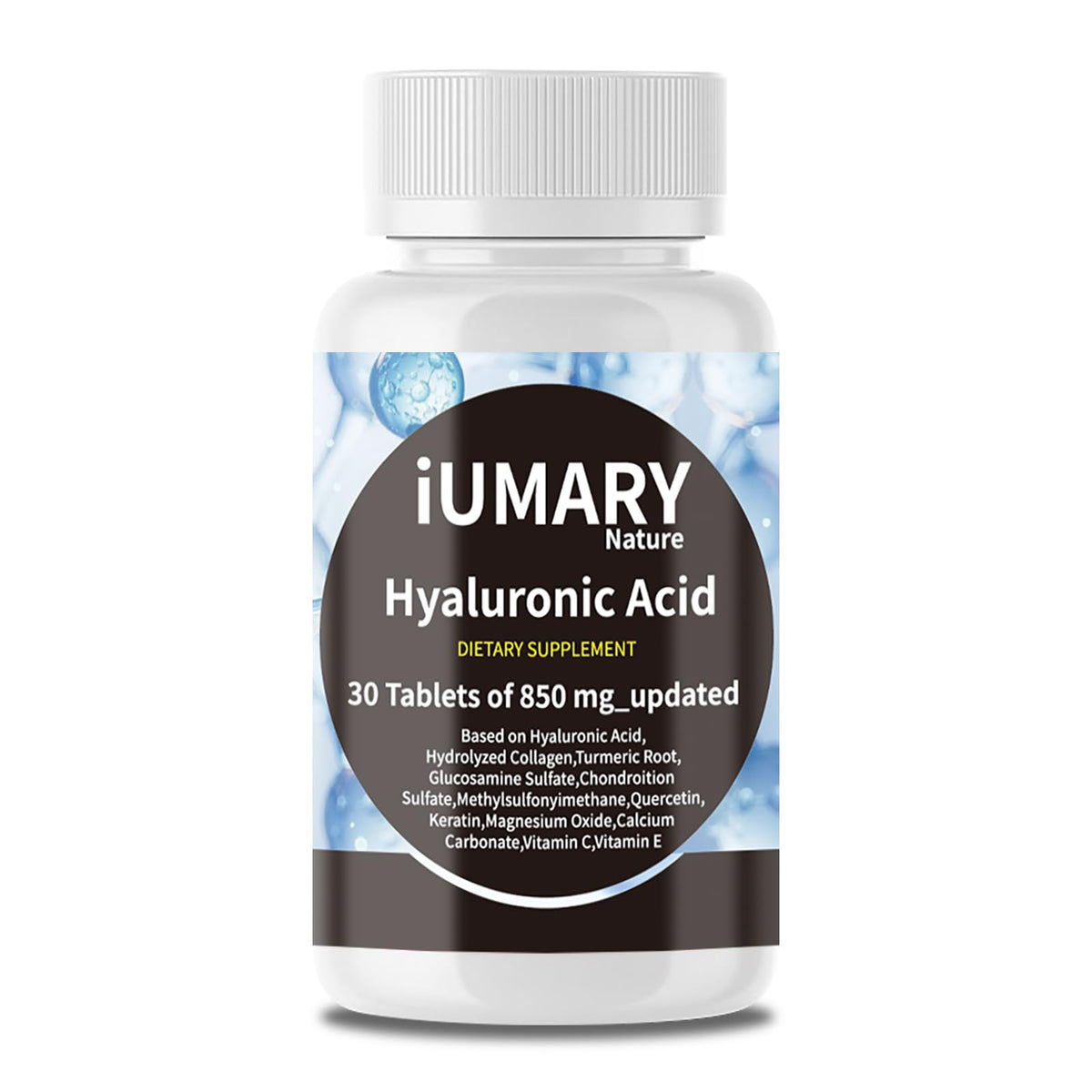 Keszciy hyaluronic acid bottle highlighting joint support and skin hydration