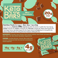 Keto Bars Mint Chocolate bar, refreshing flavor for afternoon cravings.