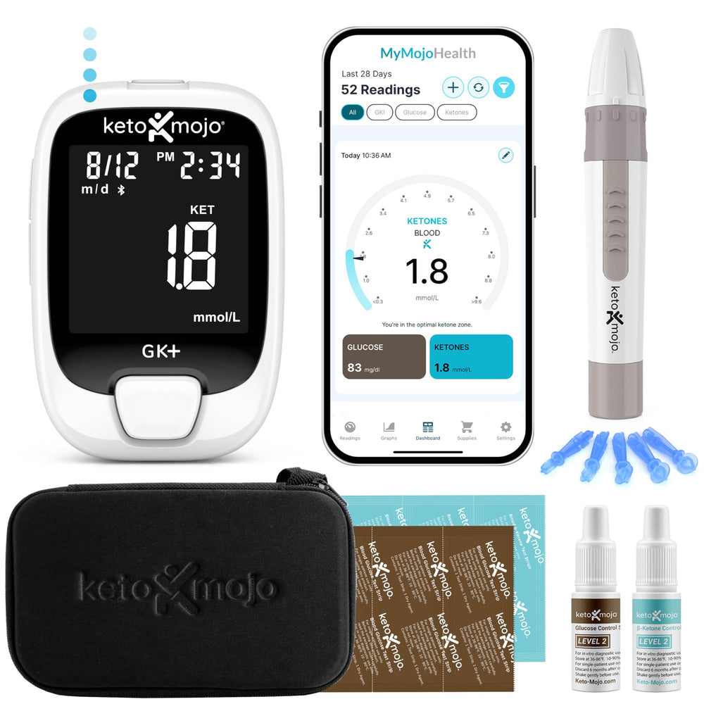 Keto-Mojo GK+ starter kit laid out for immediate use