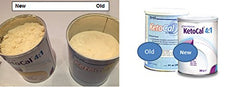 Ketocal 4:1 vanilla powder being prepared with spoon for easy mixing