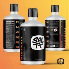 Athletic scene with SALTT minerals for post-exercise hydration.