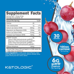 Ketologic BHB KetoEnergy scoop with powder, ideal for a fast morning energy boost.