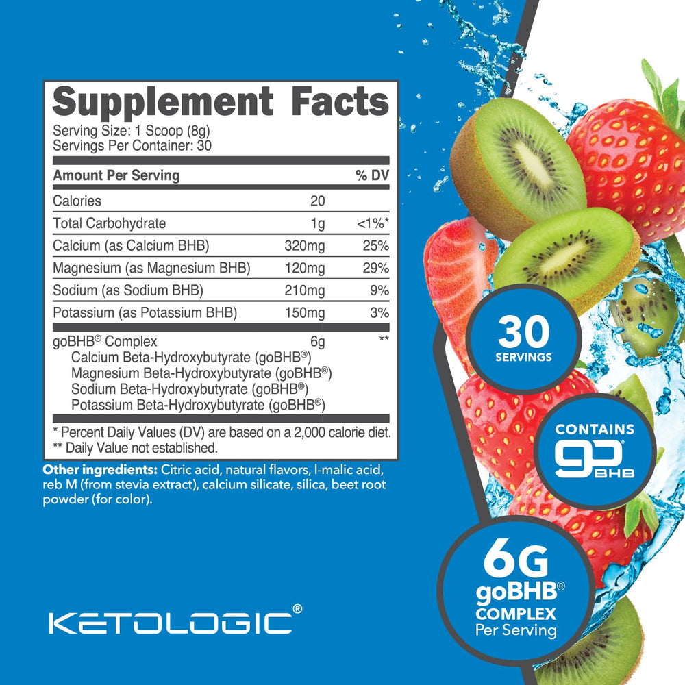 Ketologic Keto BHB Strawberry Kiwi scoop helps easy mixing after workouts