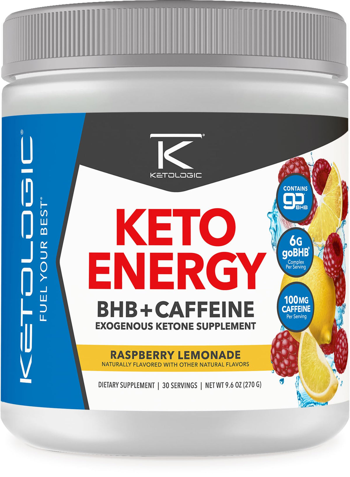 Ketologic KetoEnergy BHB tub featuring Raspberry Lemonade, convenient energy support