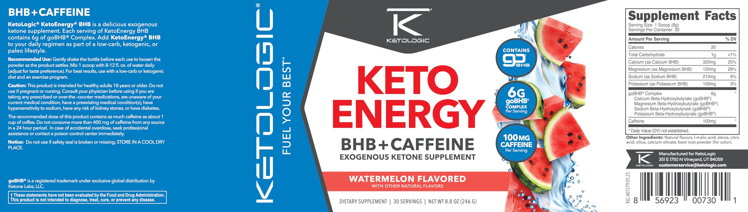 Ketologic KetoEnergy label emphasizes GMP testing for quality and safety