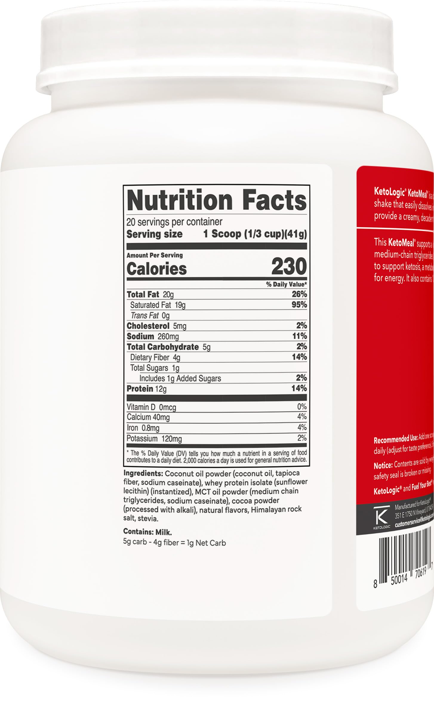 Ketologic KetoMeal grass-fed whey scoop showcases premium protein.