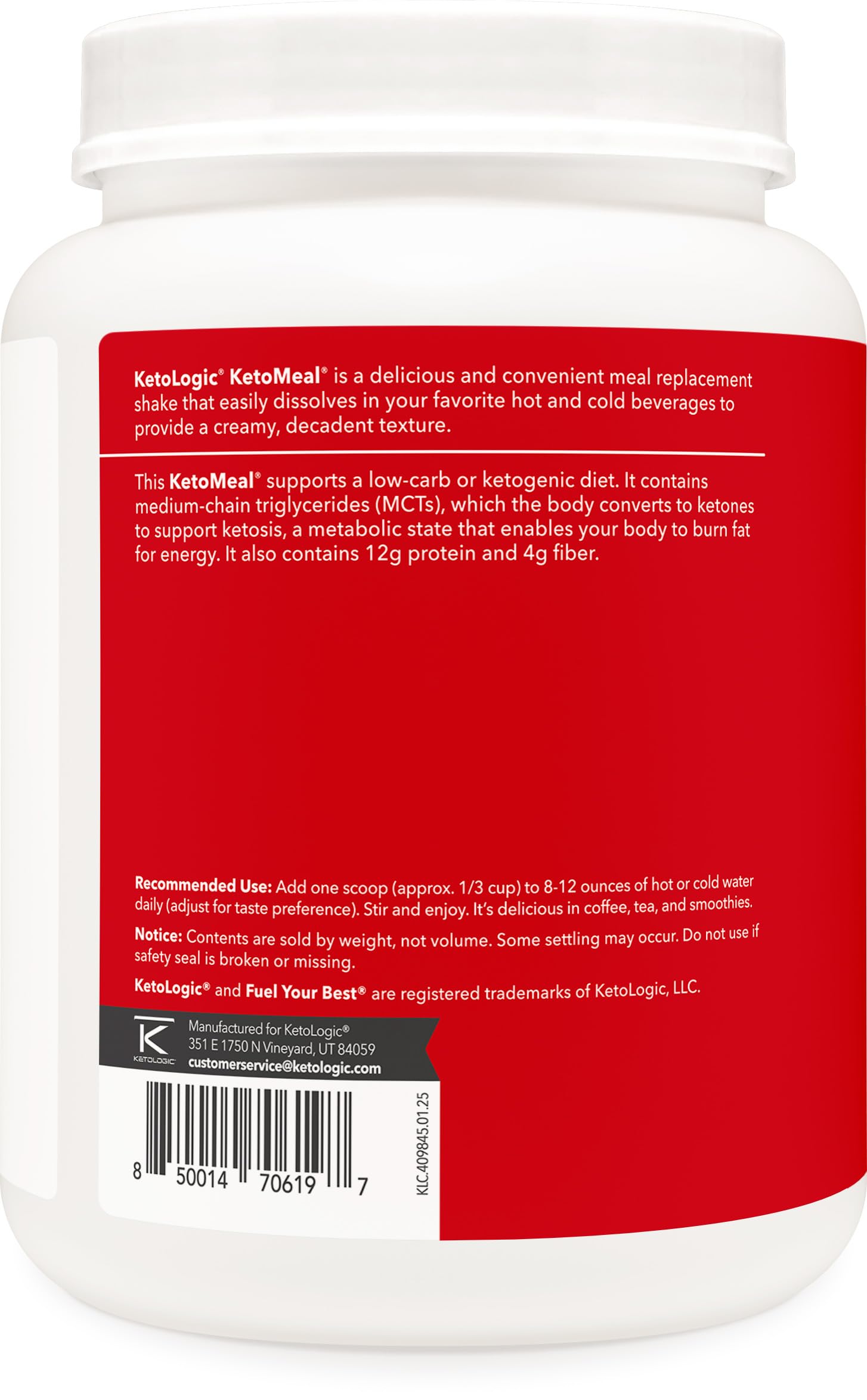 Ketologic KetoMeal MCT oil blend signals quick energy.