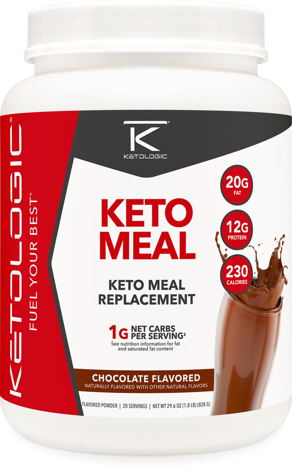 Ketologic KetoMeal packaging highlights keto-friendly macros.