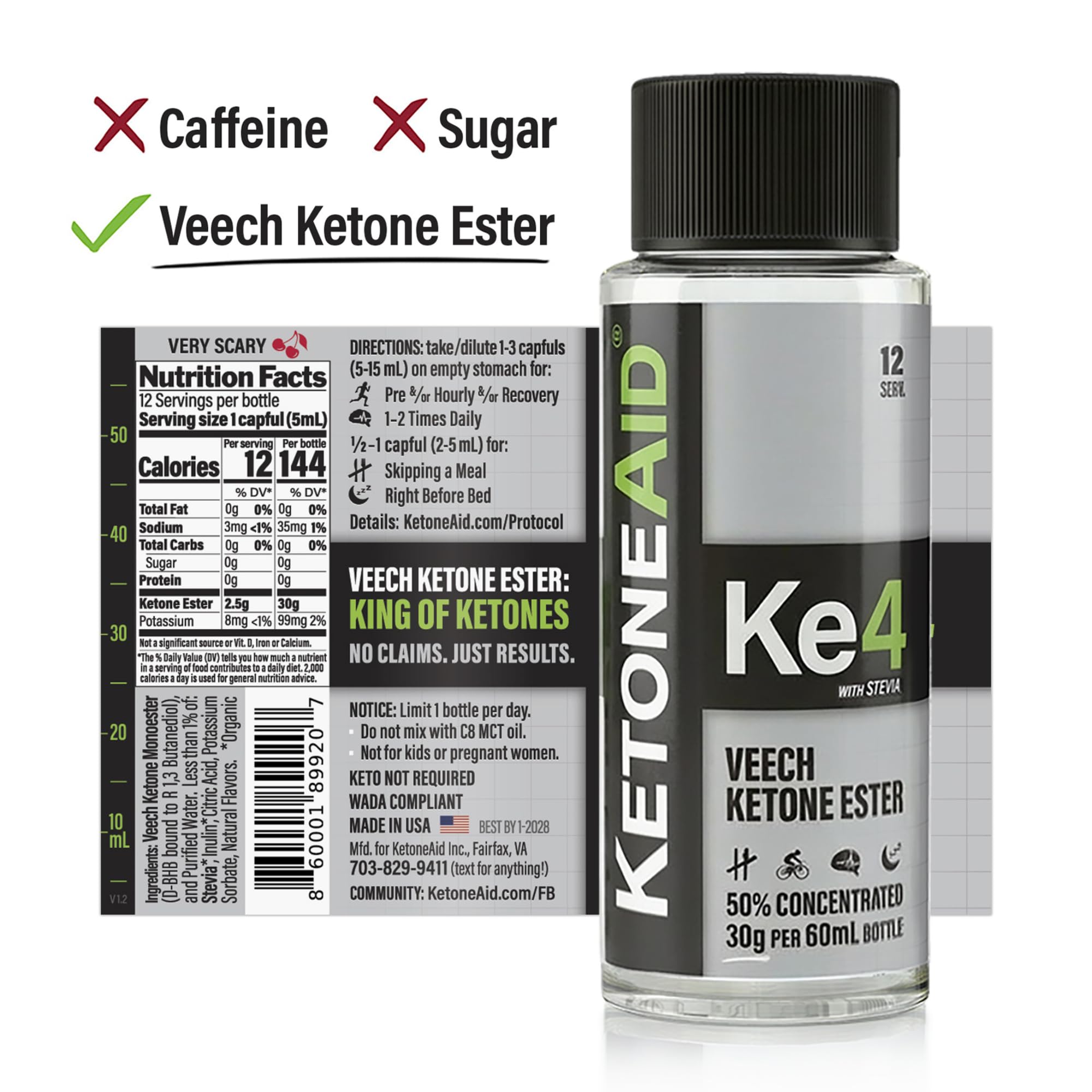 KetoneAid Ke4 ester Made in USA label on packaging