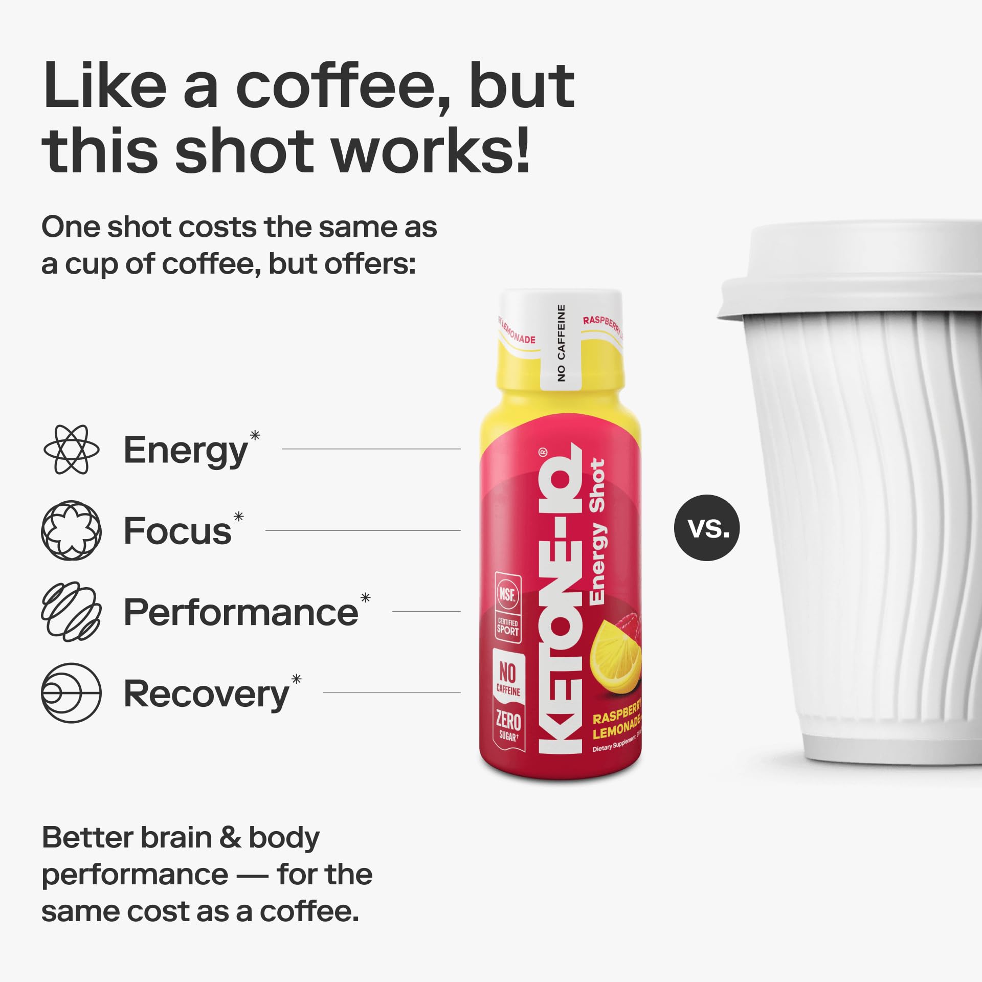 Pouring Ketone-IQ over ice highlights Raspberry Lemonade flavor