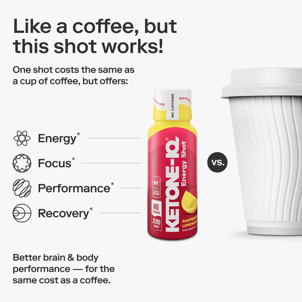 Pouring Ketone-IQ over ice highlights Raspberry Lemonade flavor