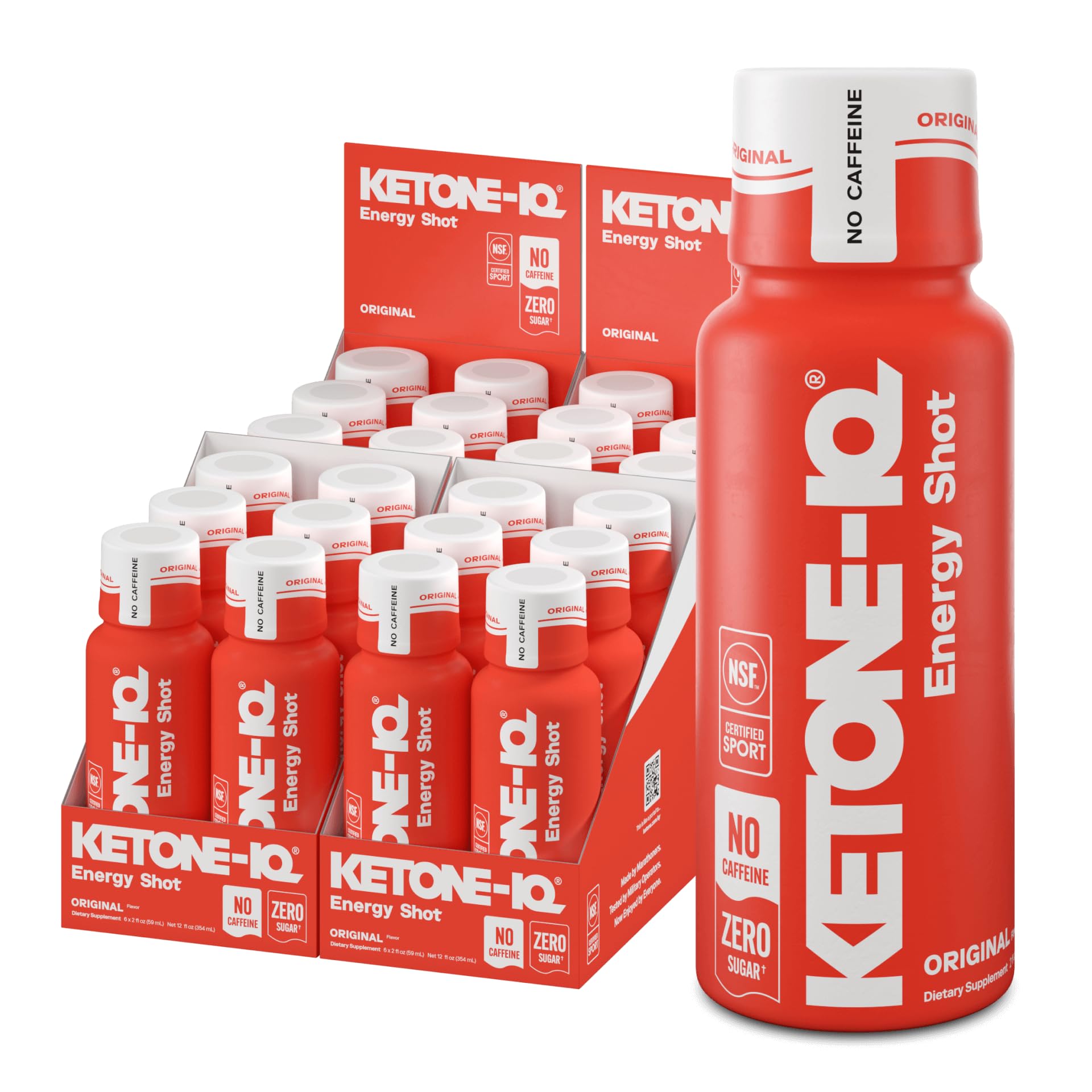 Ketone-IQ No Caffeine Shot bottle delivering 10g ketones for steady energy.