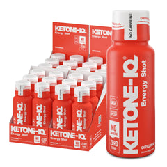 Ketone-IQ No Caffeine Shot bottle delivering 10g ketones for steady energy.