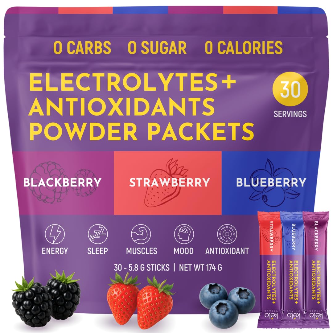 Keto Vitals Berry Electrolytes stickpack for on-the-go hydration and flavor boost.