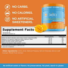 Keto Vitals electrolytes powder mixing in glass of water for quick hydration.