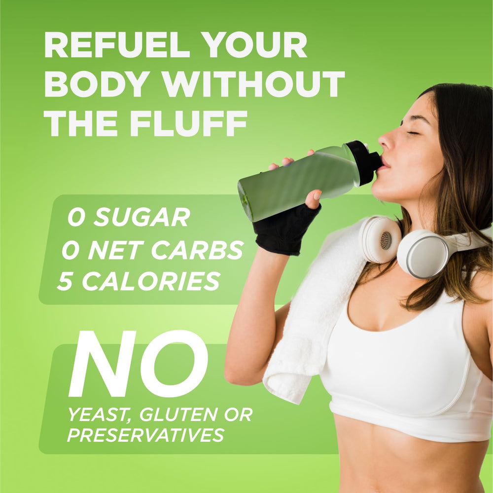Keto Vitals sugar-free label highlighting zero sugar and low calories