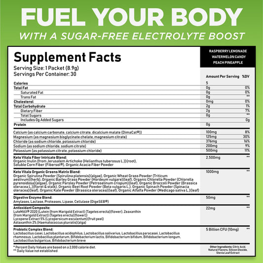 Keto Vitals electrolyte greens sachet poured into water for hydration