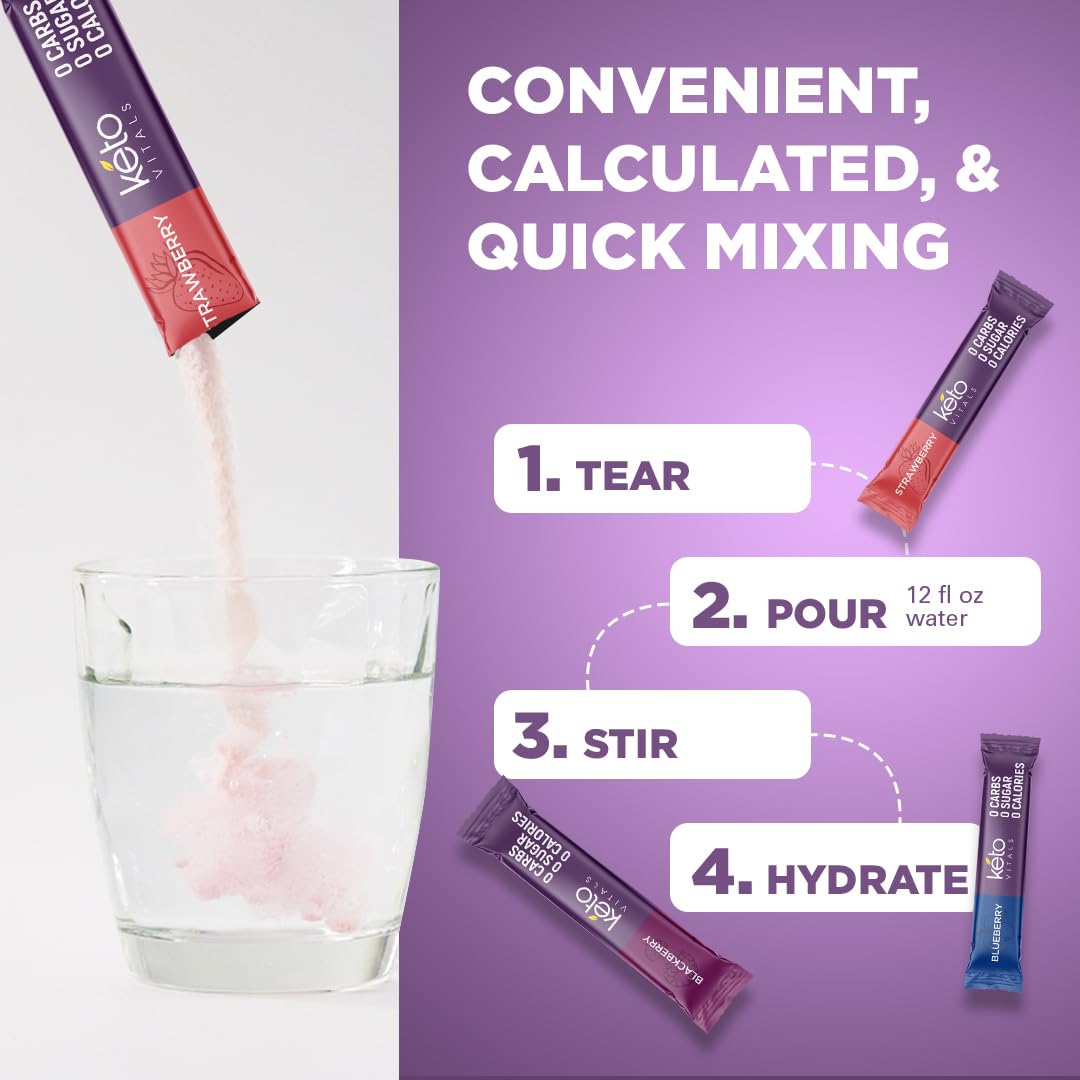 Keto Vitals on-the-go electrolyte stick captures portable, mess-free hydration.