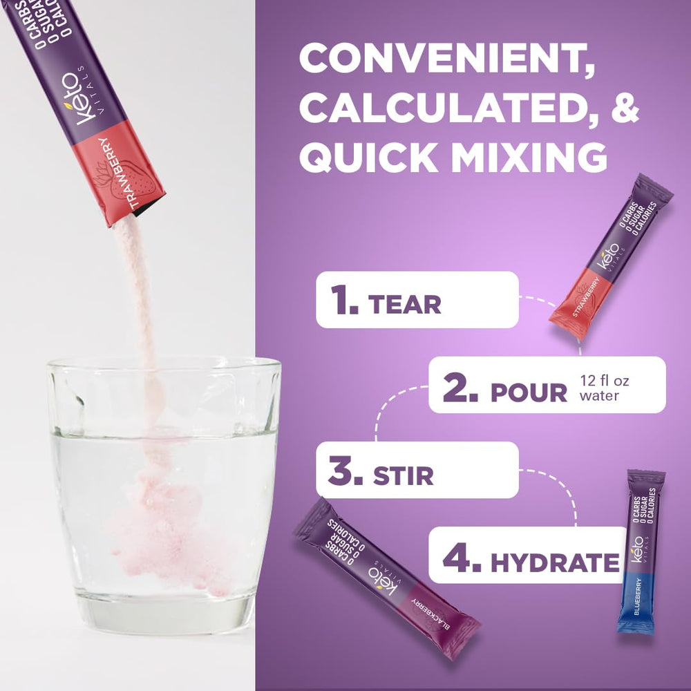 Keto Vitals on-the-go electrolyte stick captures portable, mess-free hydration.