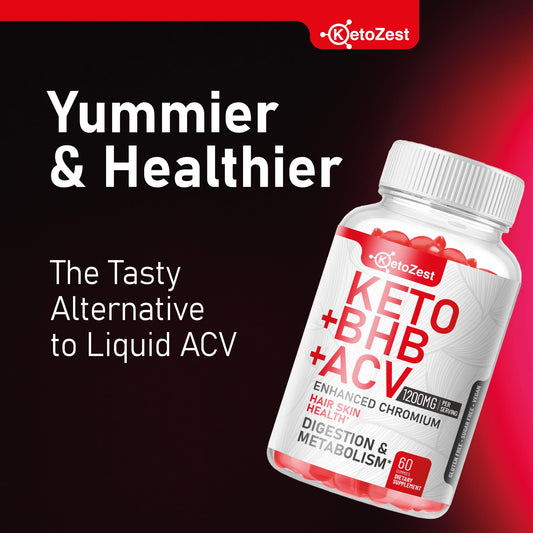 KetoZest gummies label highlights ingredients like ACV with The Mother and BHB salts.