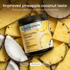 KEY NUTRIENTS Electrolytes six types including magnesium, potassium, and calcium boost hydration balance
