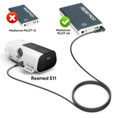 KFD Airsense 11 AirMini DC24V cable in use with a battery backup.
