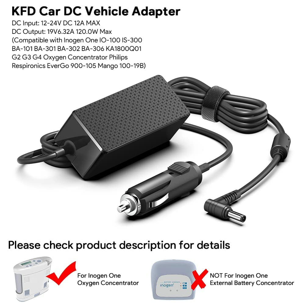 KFD Inogen One G2/G3/G4 compatibility for in-car charging
