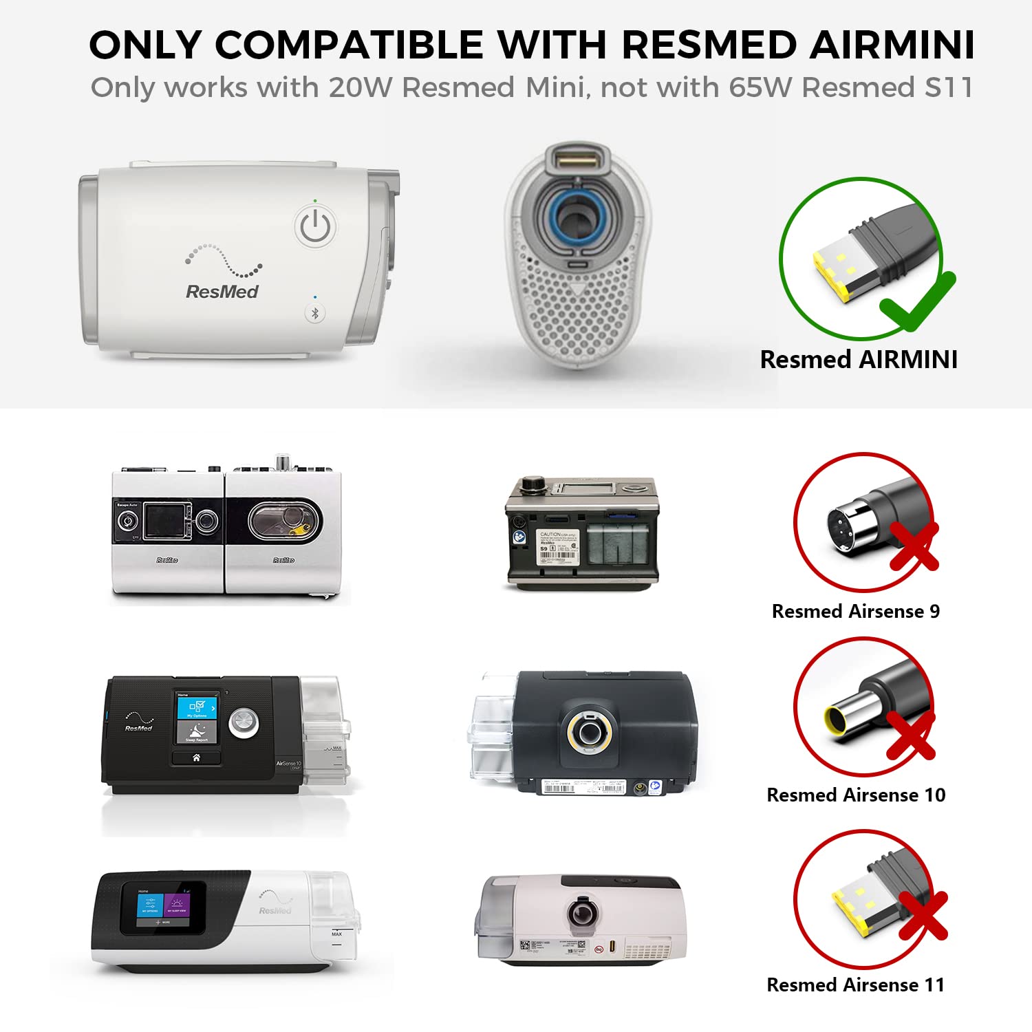 KFD ResMed AirMini-compatible charger for safe in-car CPAP use