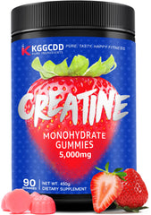 KGGCDD Creatine Gummies strawberry bottle, convenient daily supplement for training sessions and recovery.