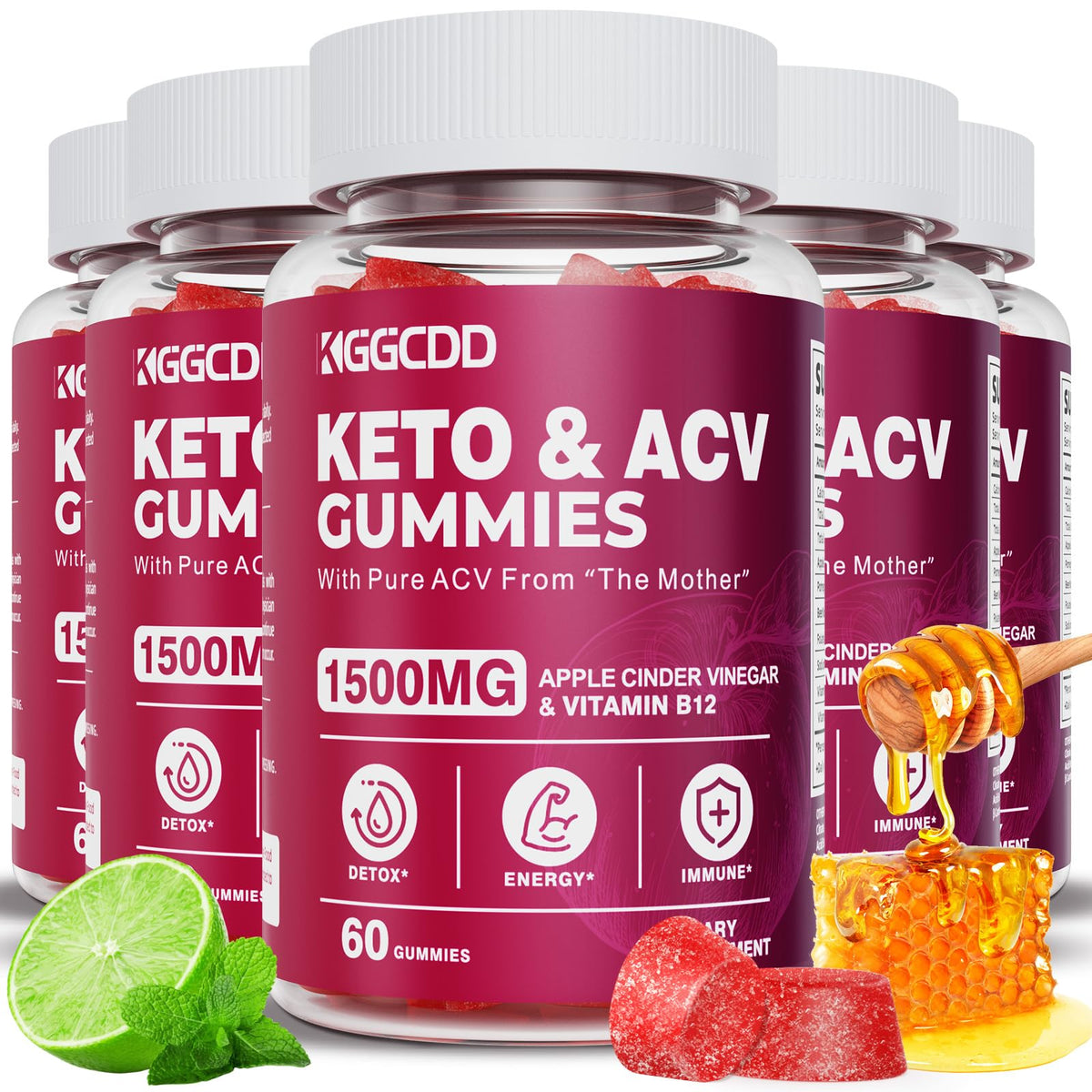 KGGCDD Keto ACV Gummies Extreme1500MG bottle front for daily convenient use.