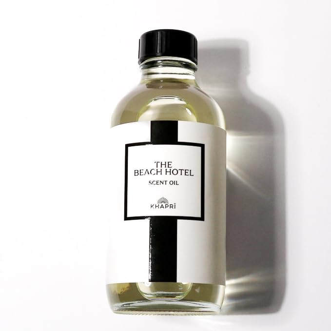 KHAPRI Beach Hotel Scent bottle highlights premium diffuser oil for long-lasting aroma.
