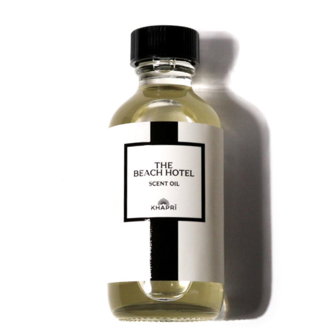 KHAPRI Beach Hotel Scent bottle closeup, premium diffuser oil for lasting room fragrance