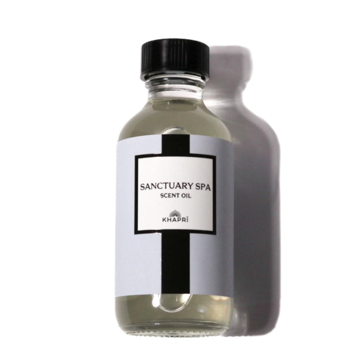 KHAPRI Sanctuary Spa Scent bottle closeup for diffusers with long-lasting fragrance.