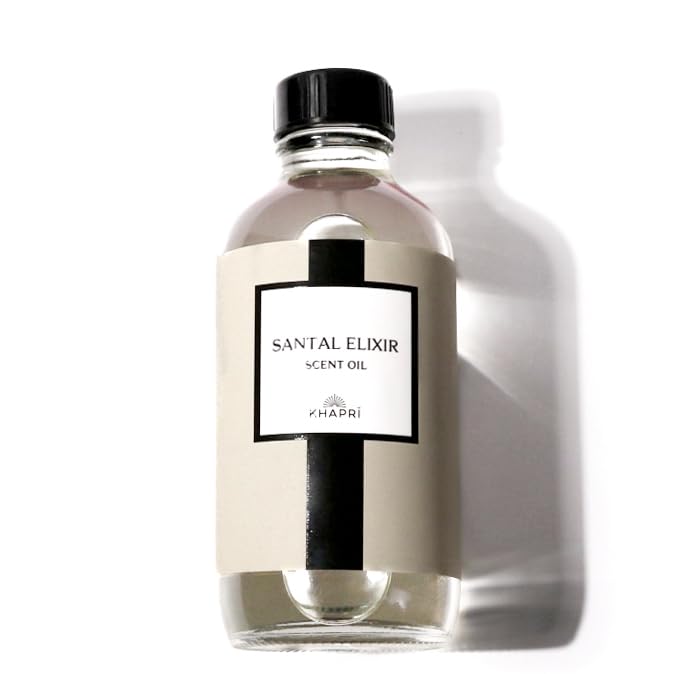 KHAPRI Santal Elixir bottle front, premium home fragrance.