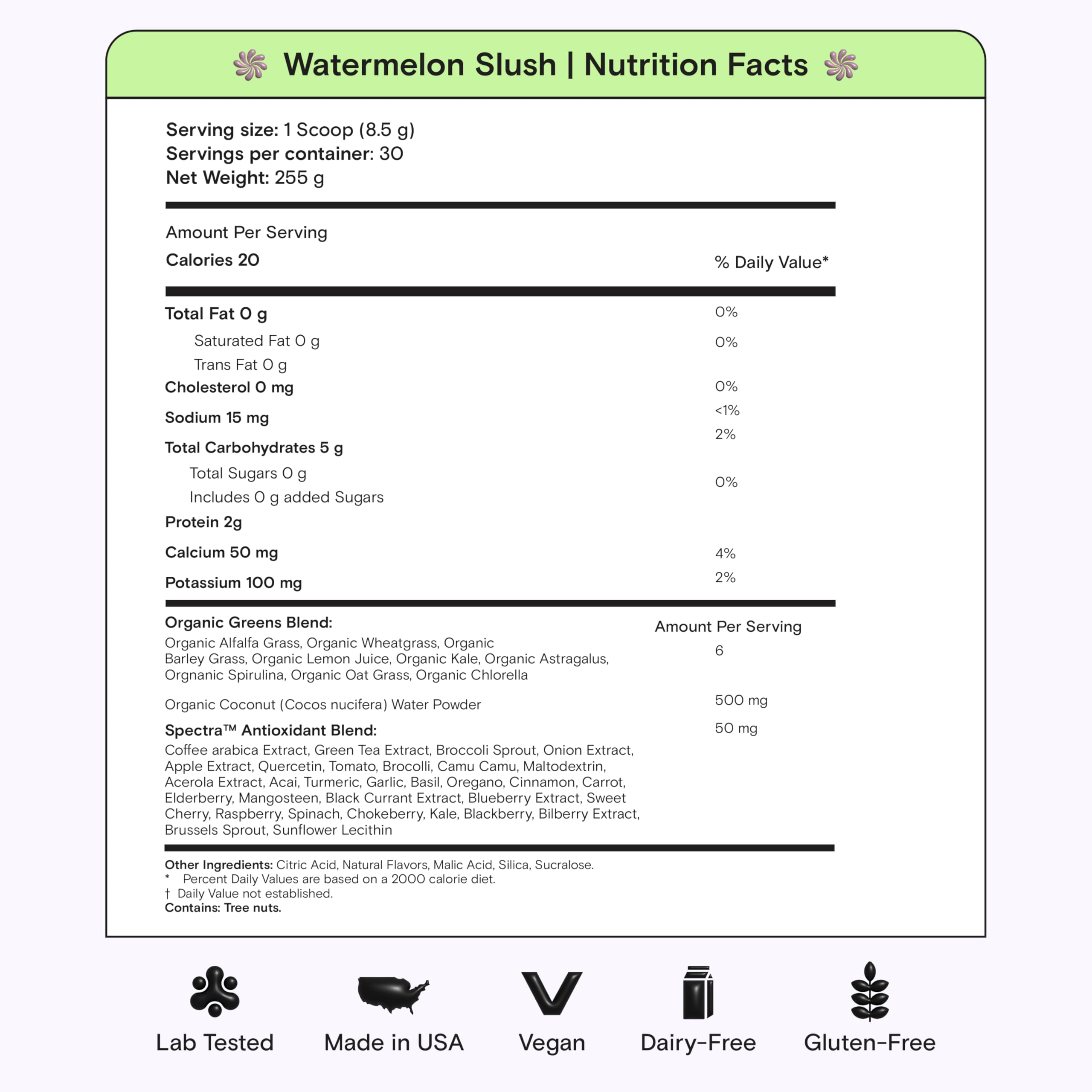 Kiala Nutrition Super Greens flavor collage showcases seven tasty options for variety.