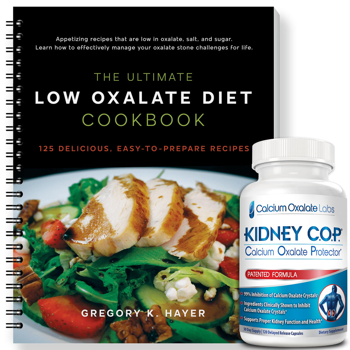 KIDNEY C.O.P. Calcium Oxalate Protector bottle with delayed-release capsules for intestinal absorption.