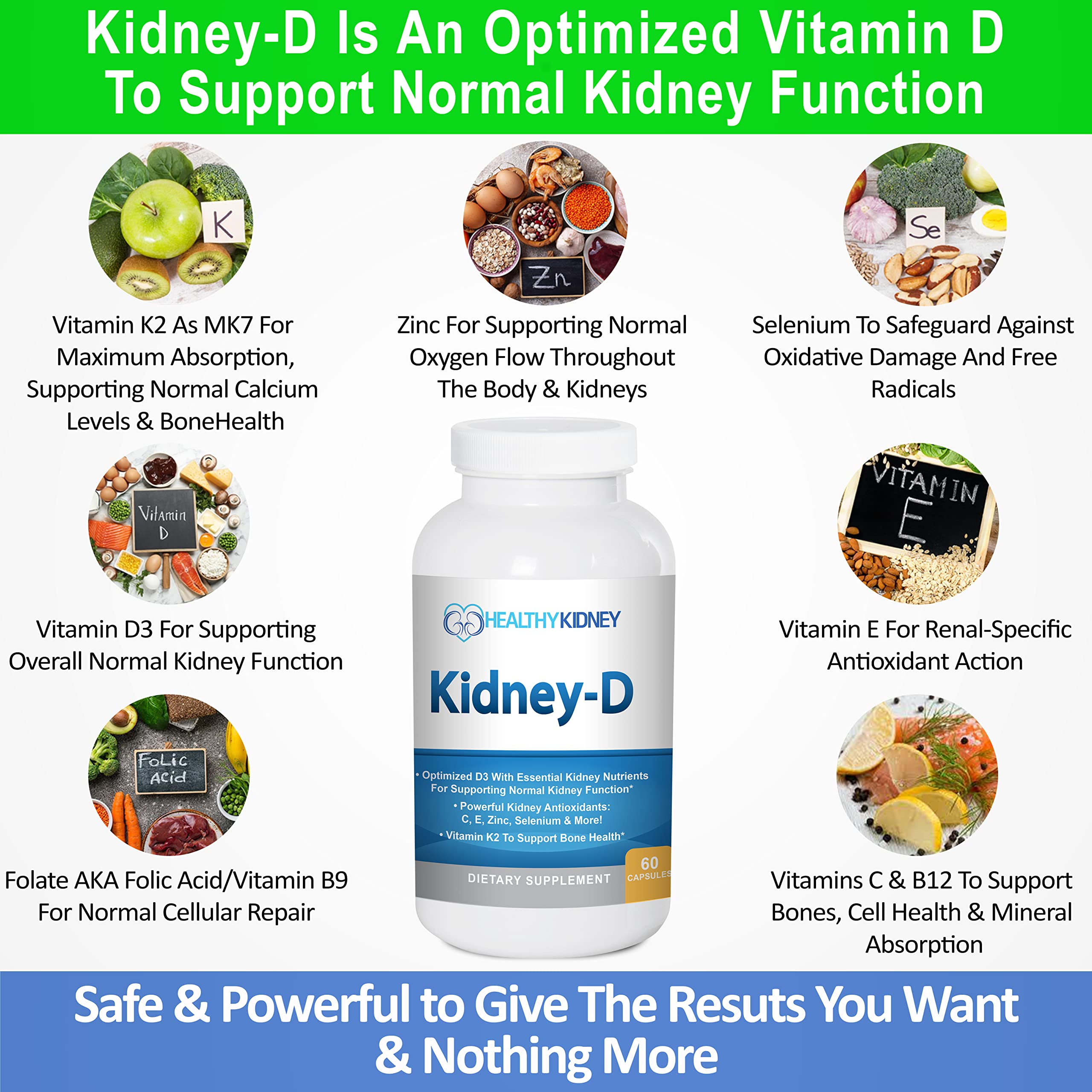 Kidney-D pill closeup shows compact capsules designed for easy daily intake.