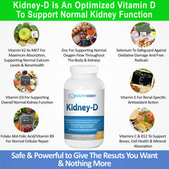 Kidney-D pill closeup shows compact capsules designed for easy daily intake.