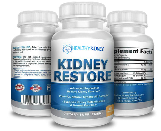 Kidney Restore 3Pack bottle and capsules for daily kidney cleanse support