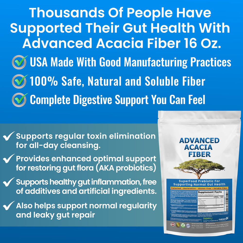 Kidney Restore Acacia Fiber Powder tub closeup label for high-purity gut support