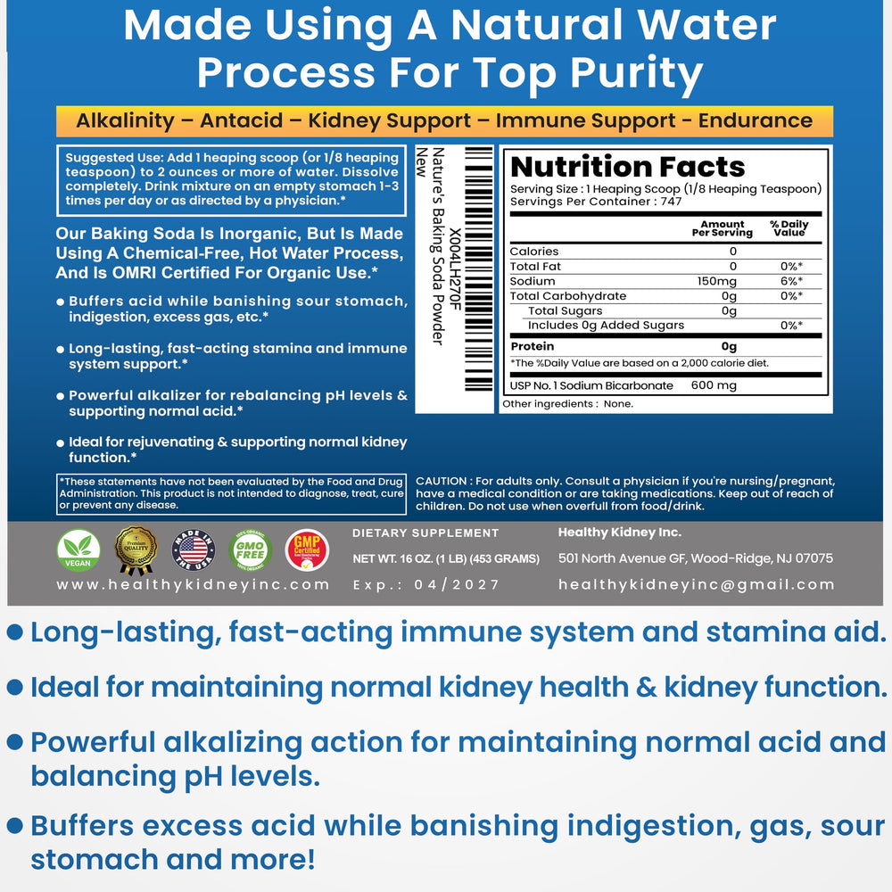 Kidney Restore aluminum-free baking soda spoon for precise daily measurements
