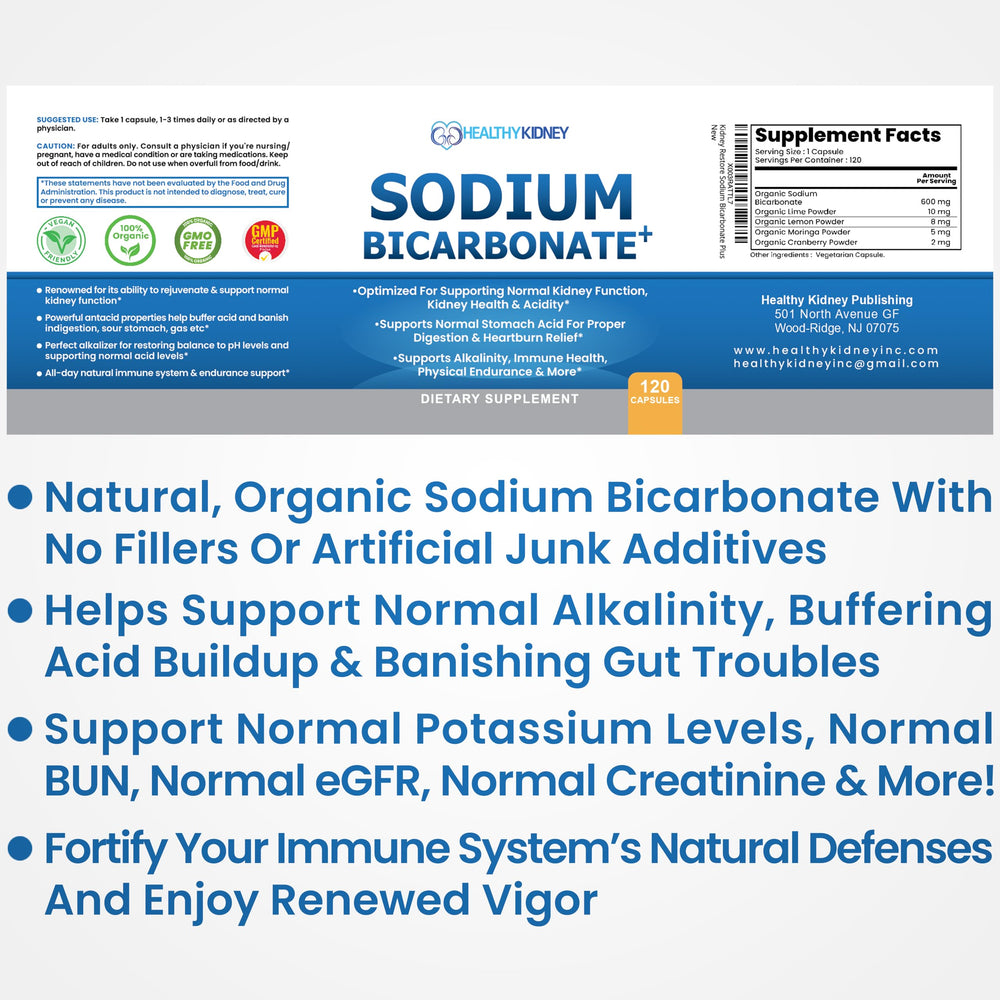 Kidney Restore antacid capsules offer quick relief through safe alkalizing support.
