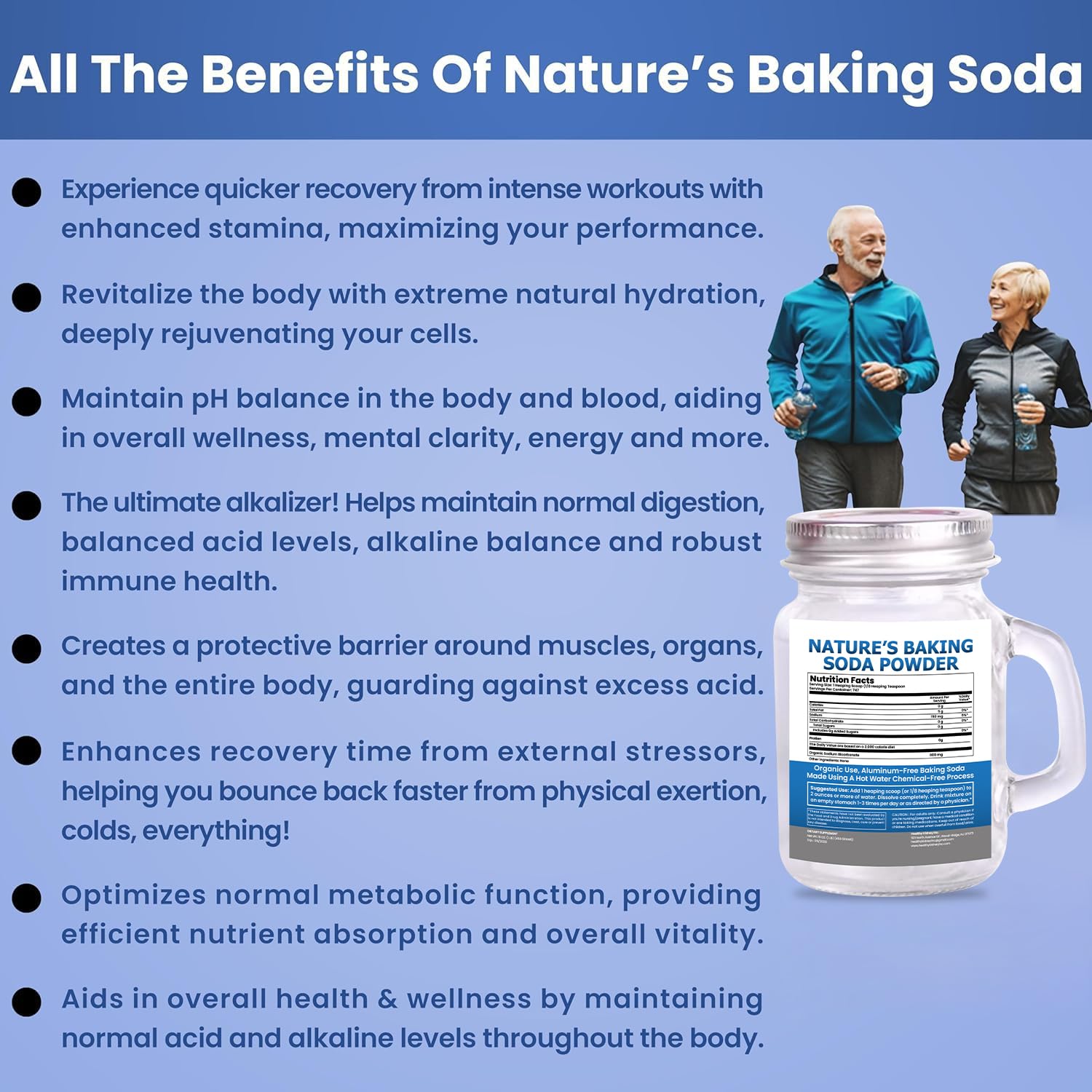 Kidney Restore bulk baking soda in mason jar highlights sustainable packaging