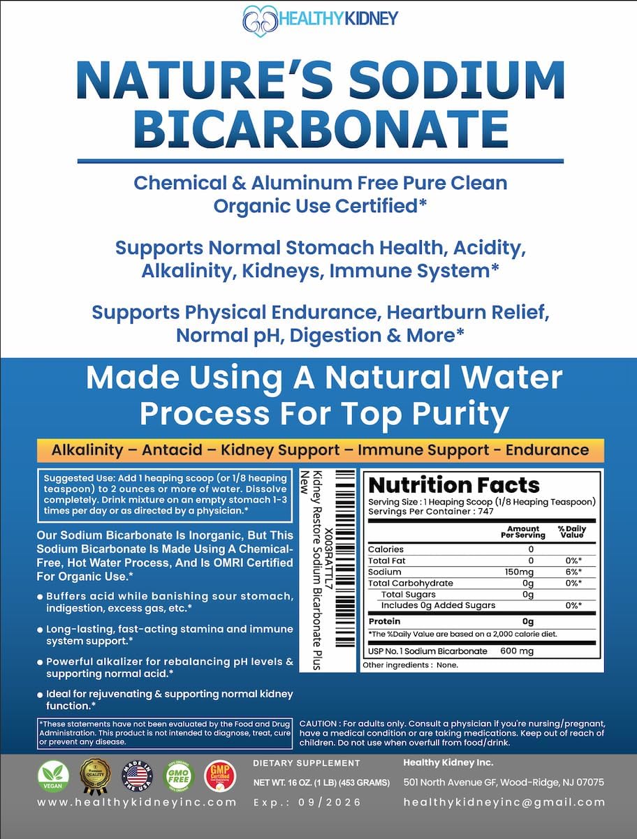Kidney Restore Nature’s Sodium Bicarbonate alkaline support in daily routines.